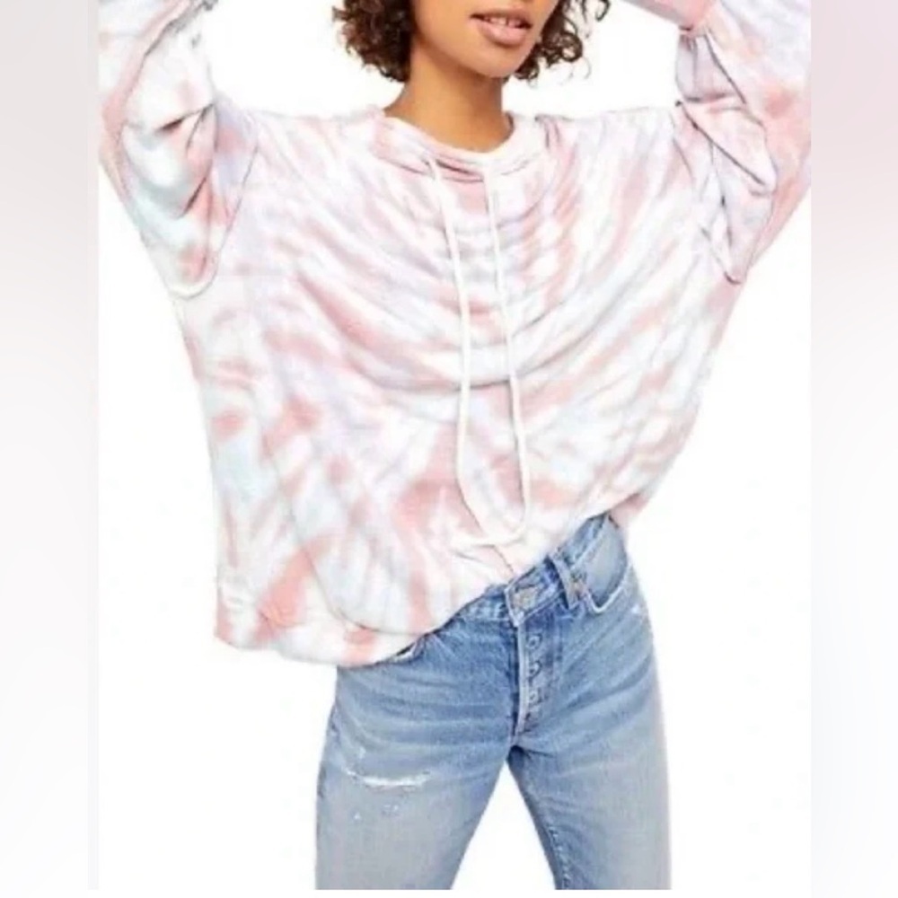 Free People Best Catch Blue‎ Pink Purple Tie Dye Sweatshirt Women S Terry Shirt
